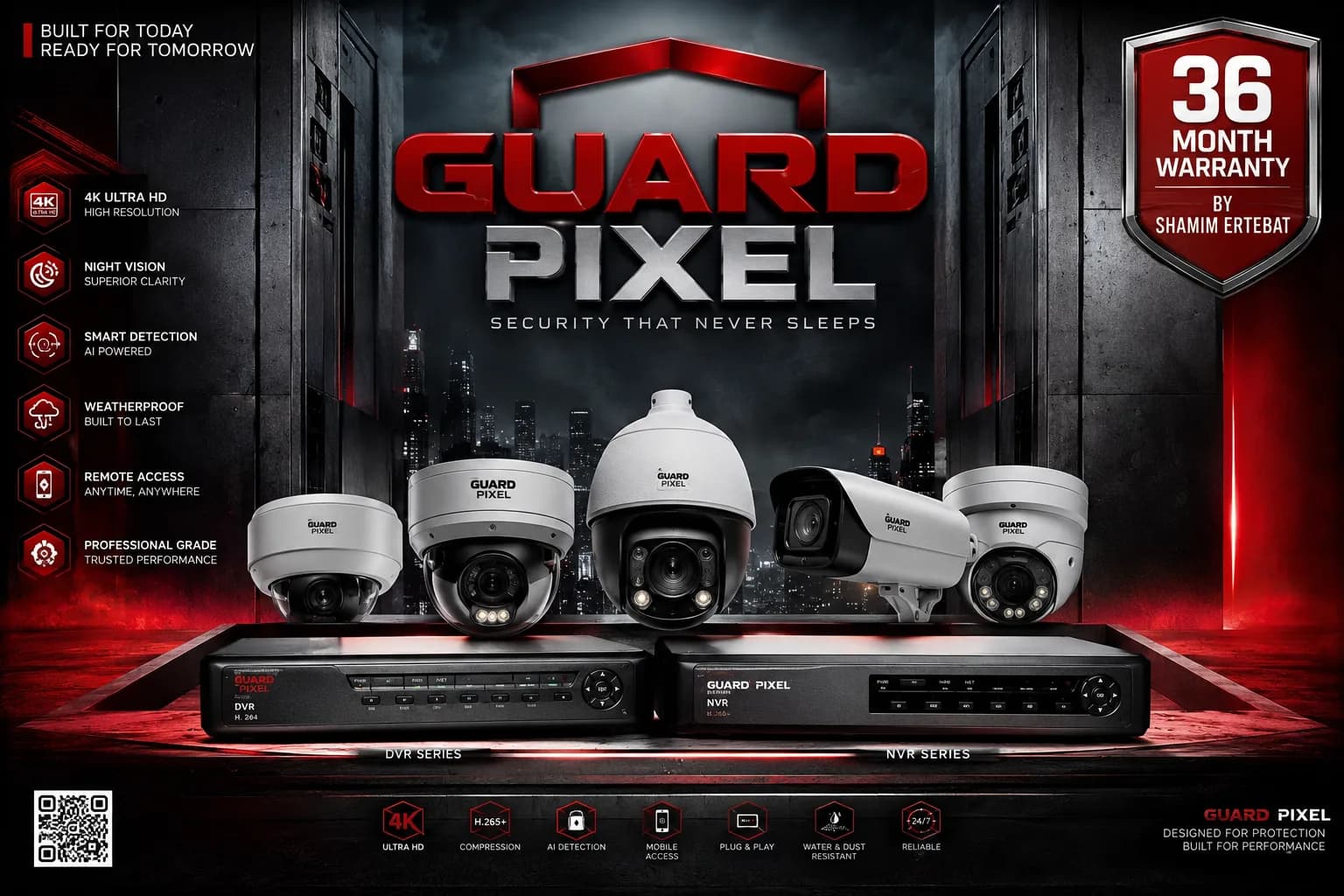 تجهیزات نظارت تصویری Guard Pixel؛ استاندارد بالا با ضمانت ۳۶ ماهه،کیفیت پایدار برای پروژه‌های بزرگت